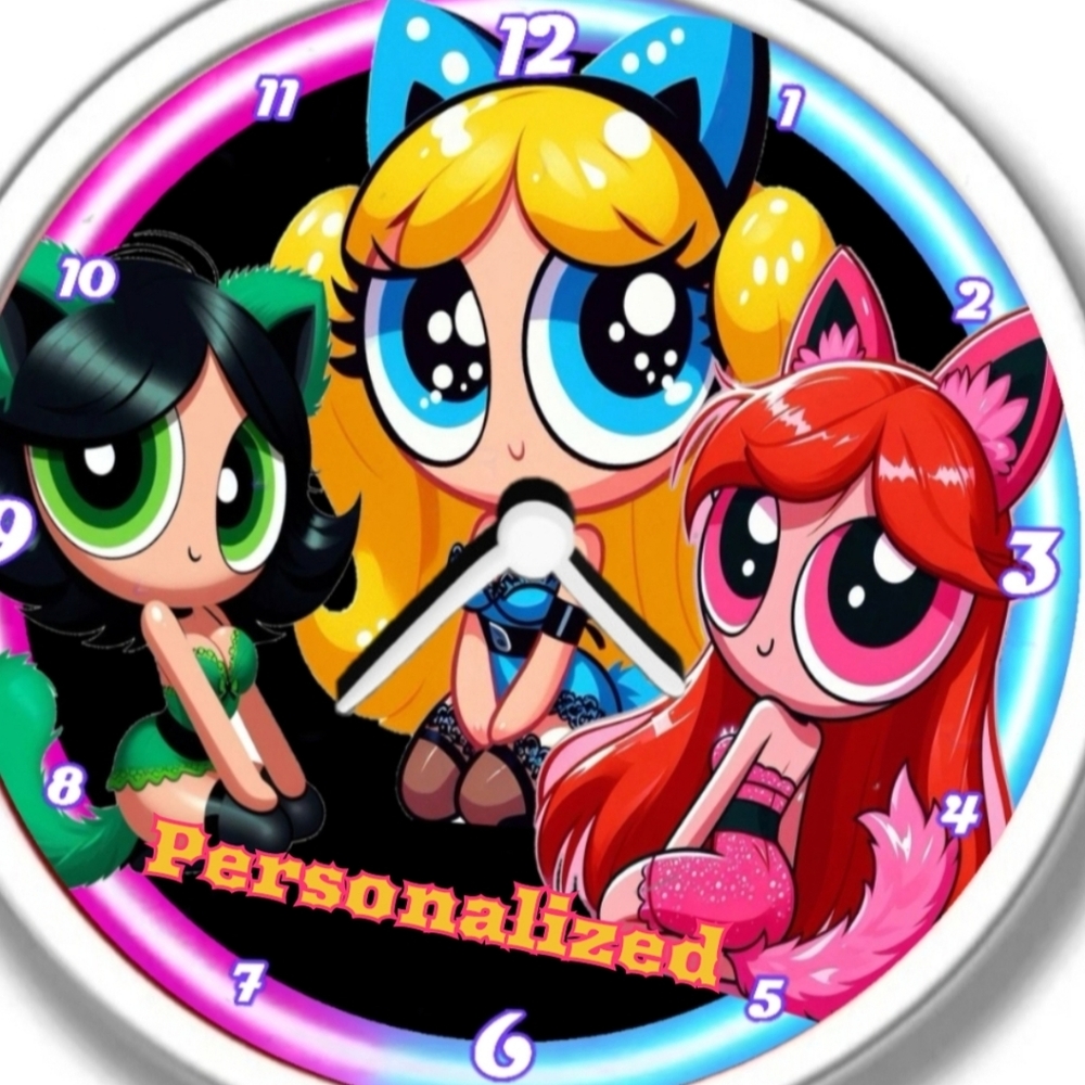 Power Puff Girls Wall Clock Personalized